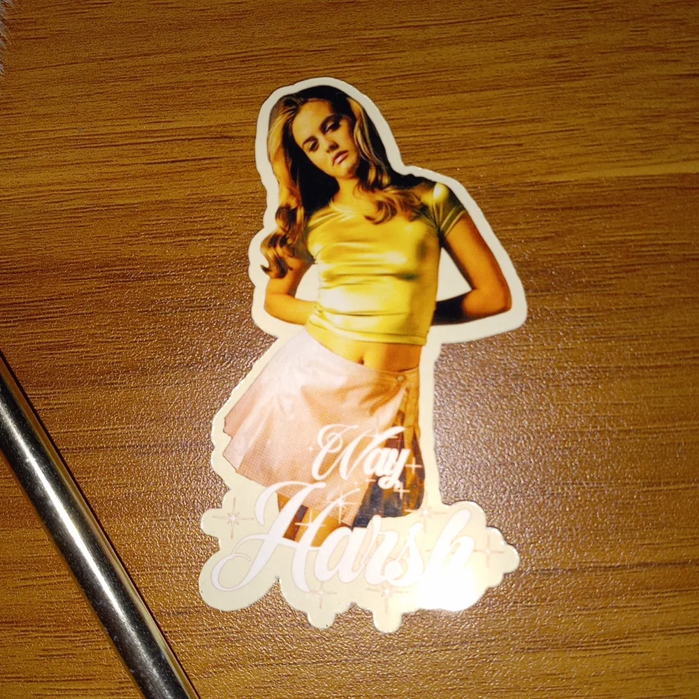 CLUELESS STICKER & BEIGE FAUX FUR METALLIC GOLD BLUE INK PEN - Picture 4 of 4
